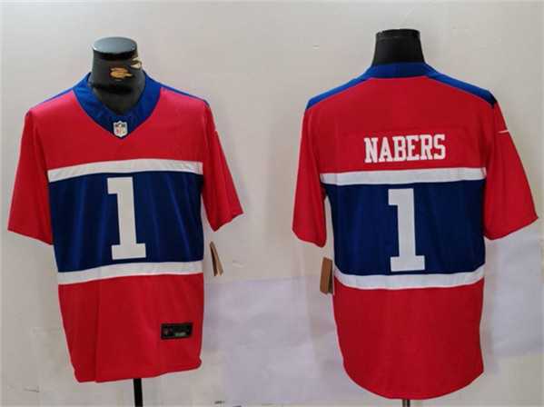 Mens New York Giants #1 Malik Nabers Red 2024 F.U.S.E. Vapor Untouchable Limited Football Stitched Jersey->new york giants->NFL Jersey